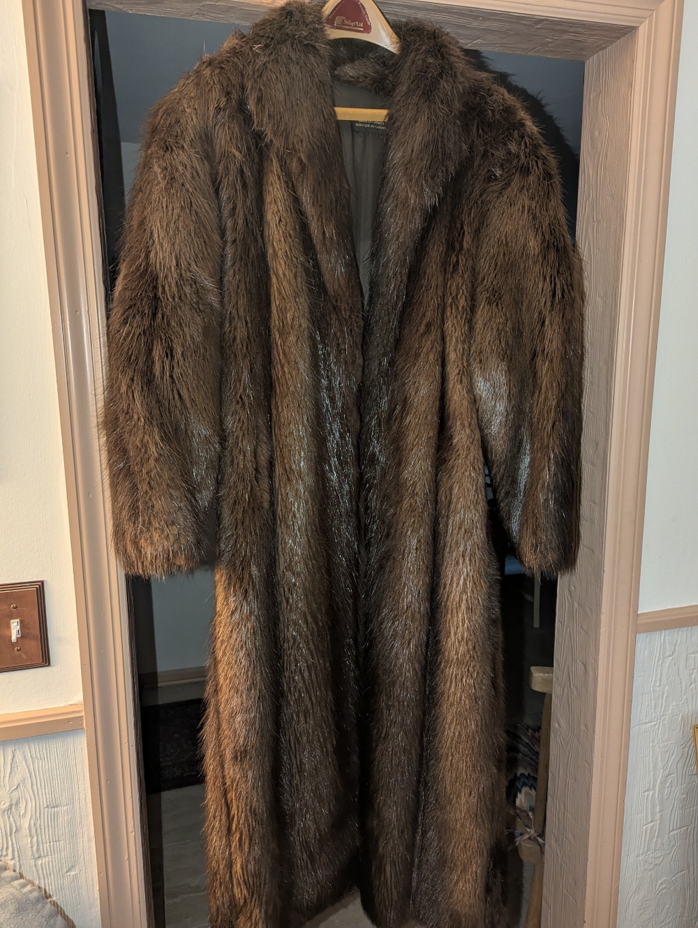 Brown Authentic BEAVER Fur Long Coat